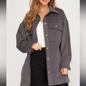 Grey flannel shacket